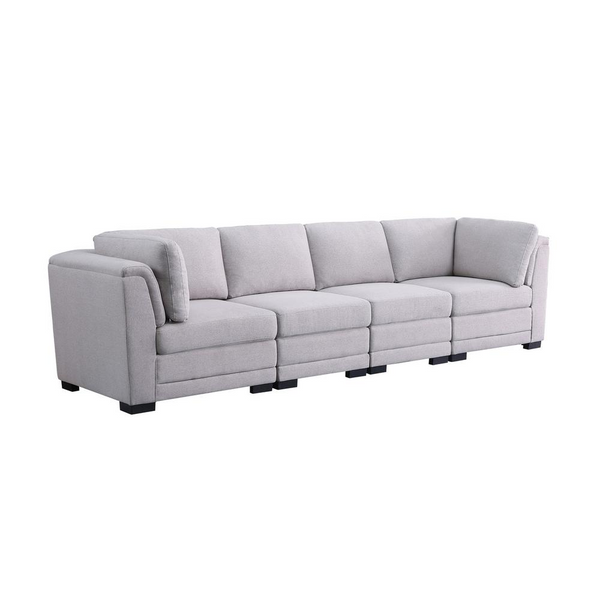 Kristin Light Gray Linen Fabric 4-Seater Modular Sofa - Modern, Comfortable, and Stylish