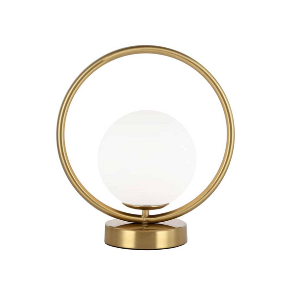 1LT Halogen Table Lamp Aged Brass, White Glass - Modern Adrienna Table Lamp