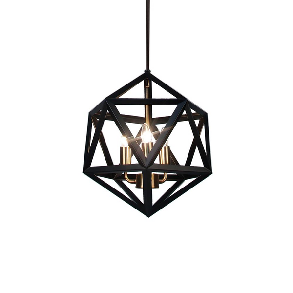 3LT Incandescent Chandelier, BLK/AB | Elegant Lighting | Home Decor