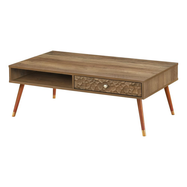 Stylish Mid-Century Modern Walnut Coffee Table with Storage - Accent Cocktail Rectangular Table for Living Room