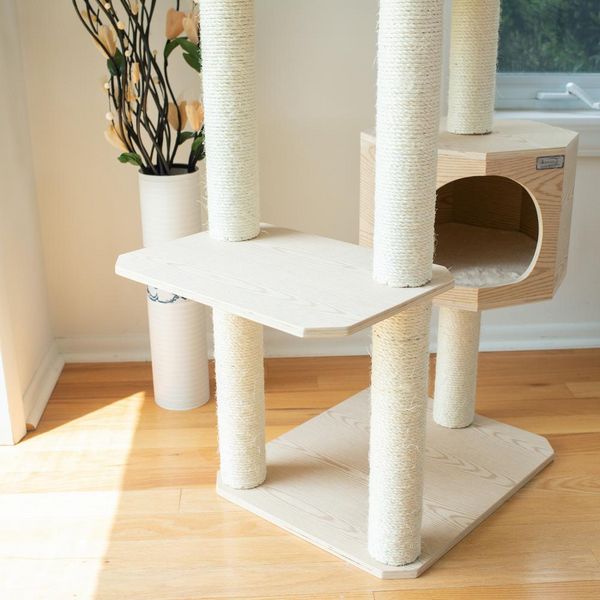 Armarkat Real Wood Scots Pine 54-Inch Cat Tree - Three Levels, Perch, Condo