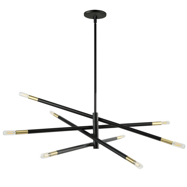 8LT Incandescent Pendant, MB - Modern Linear Design with Matte Black Finish