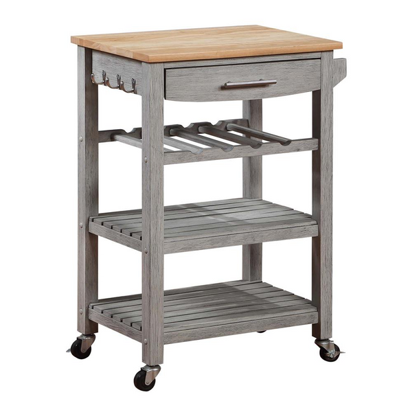 Ellaine 4 Tier Butcher Block Kitchen Cart with Drawer and Wine Rack - Premium Mobile Storage & Prep Area