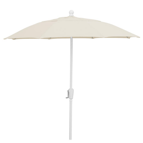 9' Oct Home Patio Umbrella 8 Rib Crank White with Natural Spun Acrylic Canopy