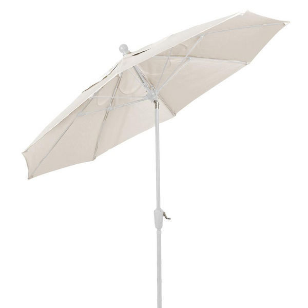 9' Oct Home Patio Tilt Umbrella 8 Rib Crank White with Natural Spun Acrylic Canopy