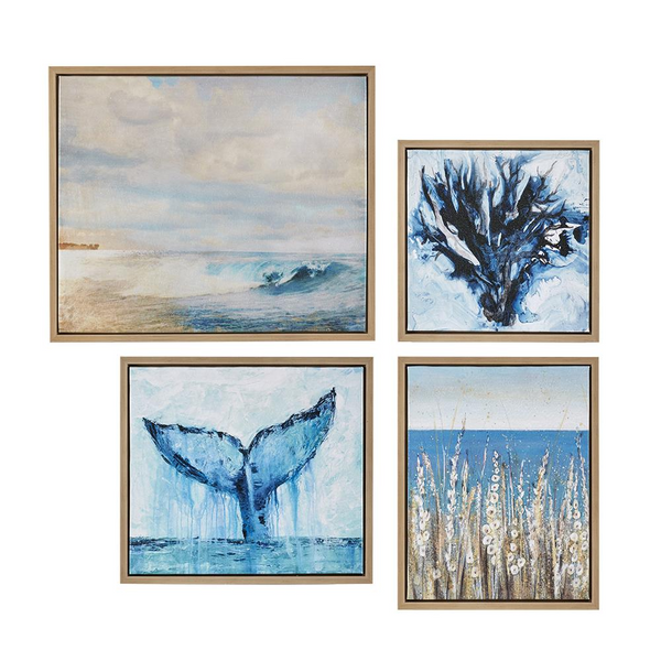 Gel Coat Framed Canvas 4PC Set | Coastal-Themed Decor | Madison Park Seascape