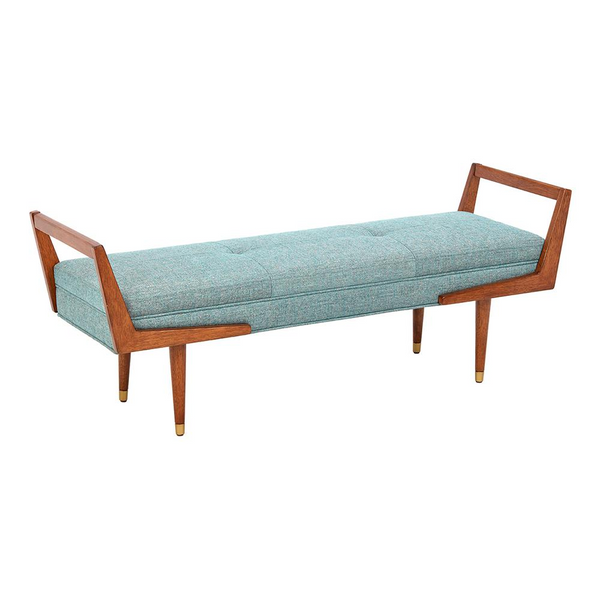 INK+IVY Boomerang Bench - Solid Wood Frame, High-Density Foam Filling | Enhance Your Space with Style and Comfort