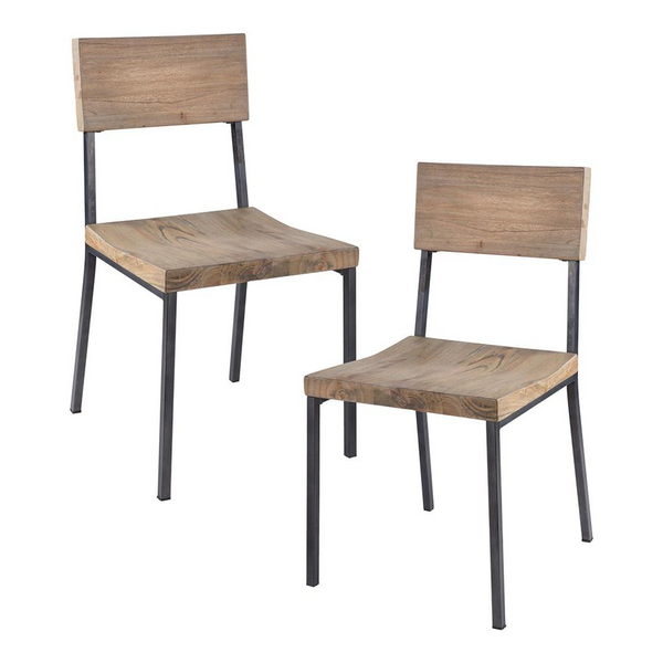 Elegant Dining Chair Set of 2 - Industrial Style with Solid Hardwood and Steel Frame