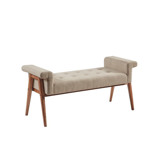 INK+IVY Mason Accent Bench - Tufted Upholstery with Solid Wood Legs for Living Room & Bedroom