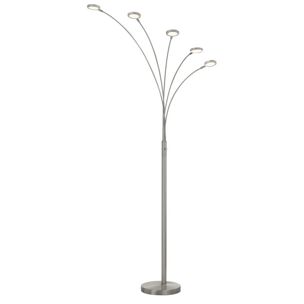 Cremona Integrated Led Metal Arc Floor Lamp - Brushed Steel Finish