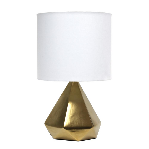 Elegant Solid Pyramid Table Lamp, Gold - Modern Metallic Decor