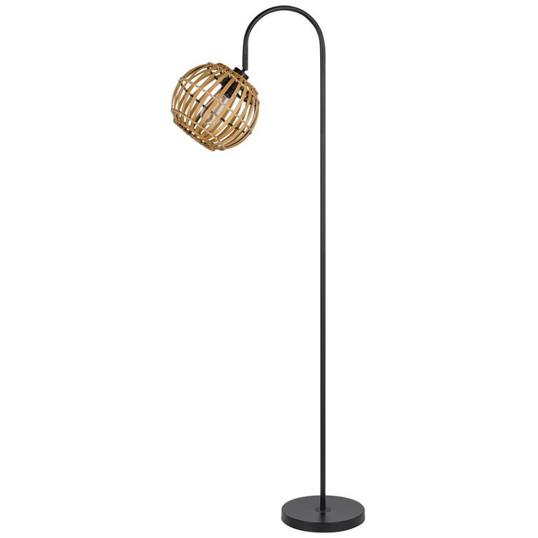 Worcrest Downbridge Metal Floor Lamp With Bamboo Shade