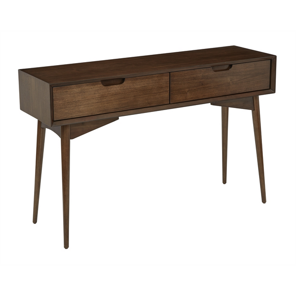 Copenhagen Console Table - Mid-Century Modern Walnut Finish with Solid Wood Veneers