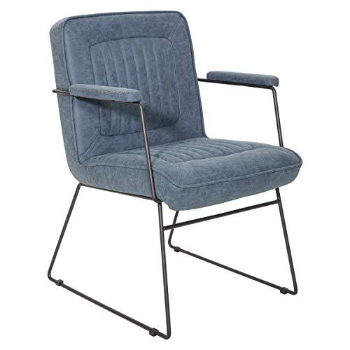 GT Chair - Navy Faux Leather | Black Sled Base - Comfortable Padded Armrests