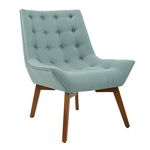 Shelly Tufted Chair - Mid-Century Modern Design, Sea Fabric with Coffee Legs