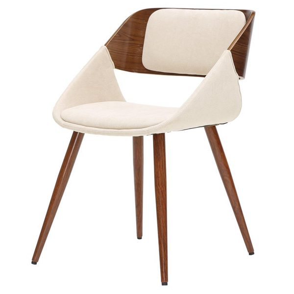 Cyprus Fabric Chair - Mid-Century-inspired Design, Comfortable Cradle-Back, Walnut Frame